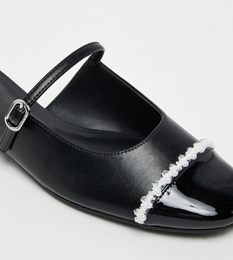 Pearl-Embellished Cap-Toe  Mules