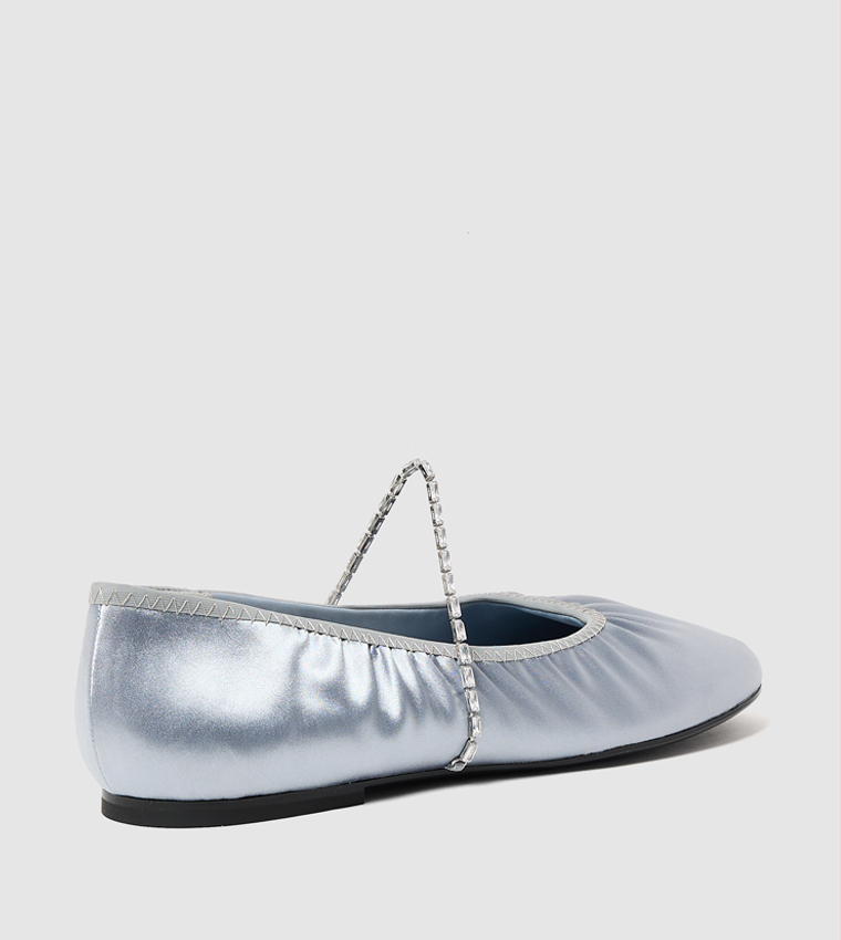 Satin Crystal Strap Ballerinas