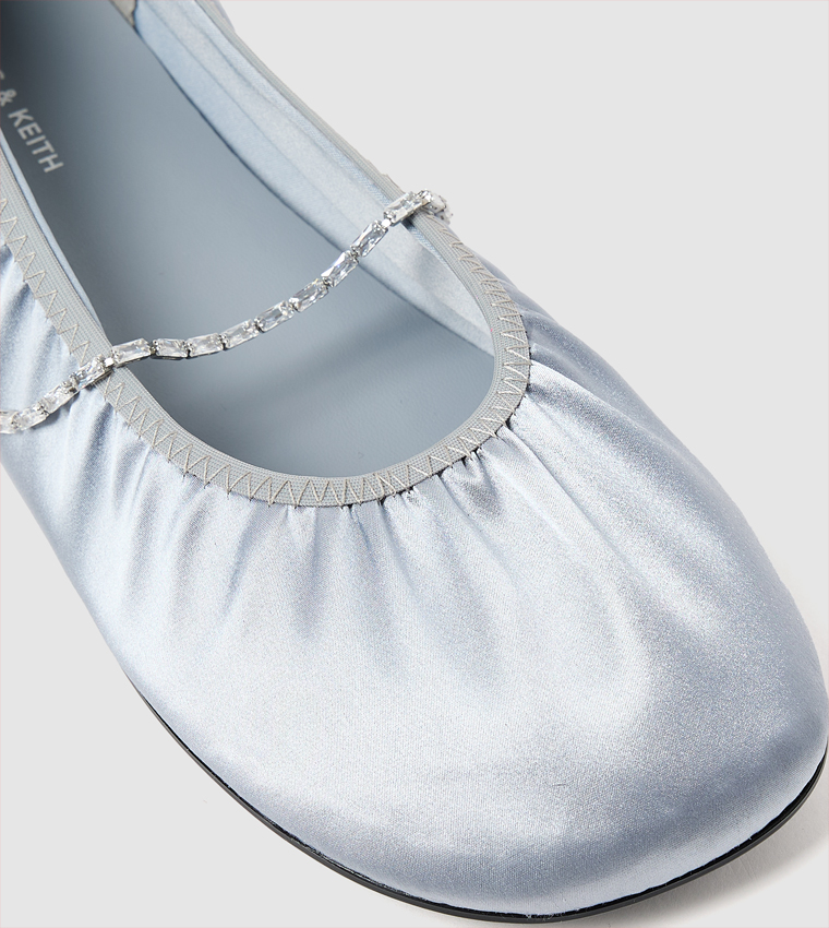 Satin Crystal Strap Ballerinas