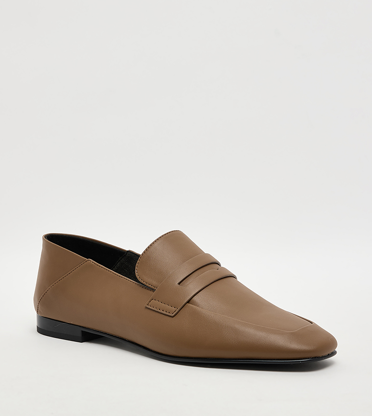 Textured Almond Toe Loafers