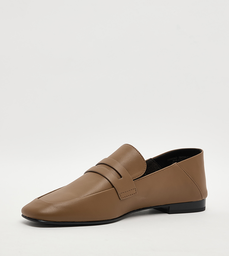 Textured Almond Toe Loafers