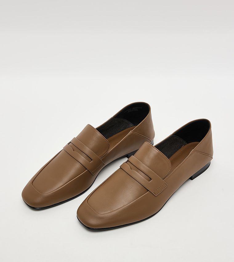 Textured Almond Toe Loafers