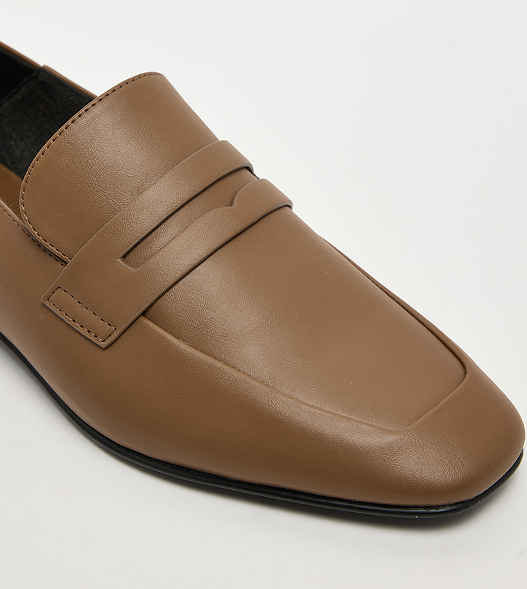 Textured Almond Toe Loafers