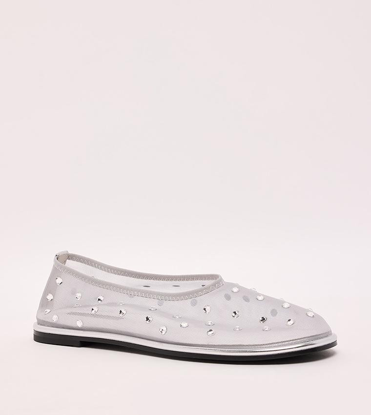 Embellished Mesh Ballet Flats