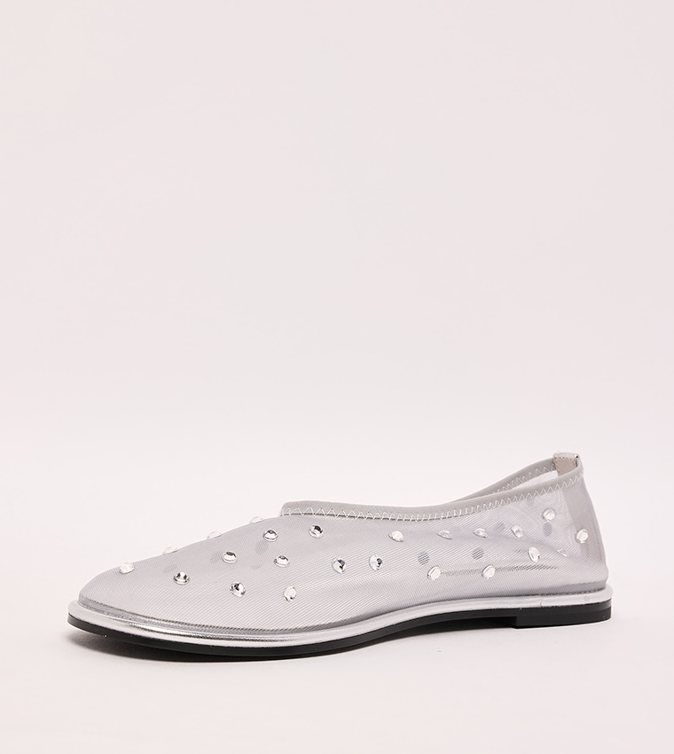 Embellished Mesh Ballet Flats
