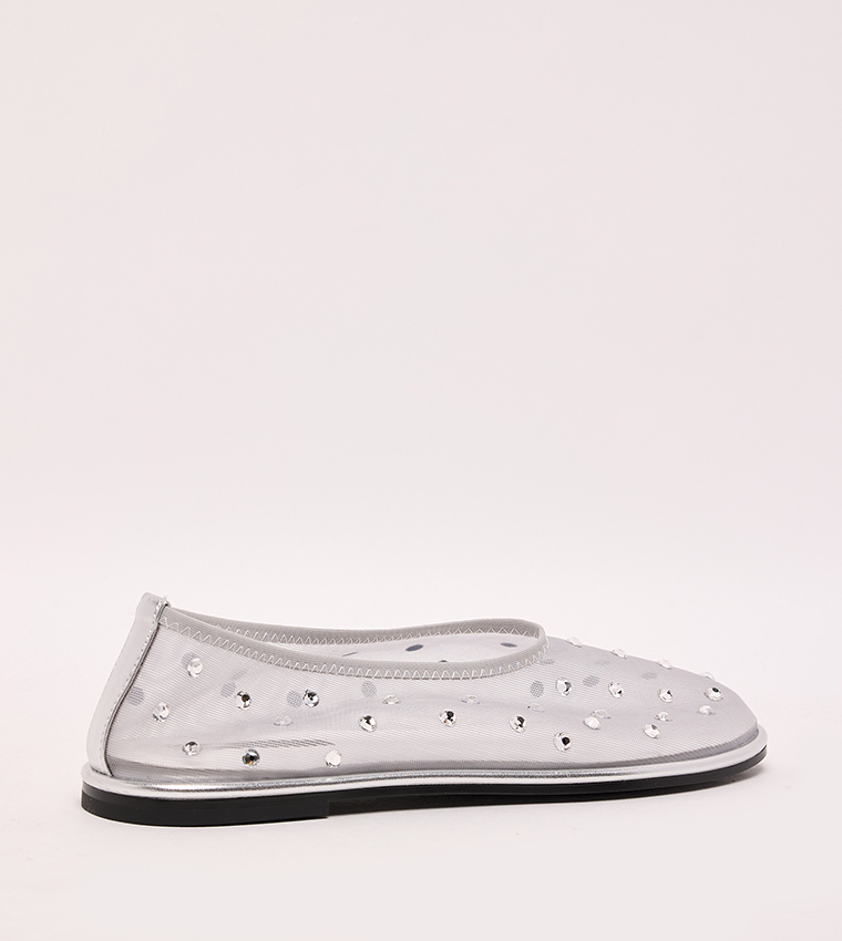 Embellished Mesh Ballet Flats