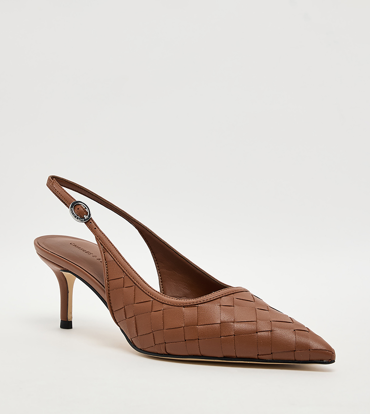 Braided Pointed Toe Slingback Pumps