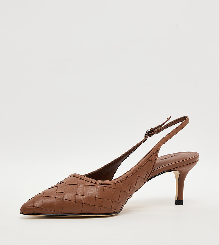 Braided Pointed Toe Slingback Pumps