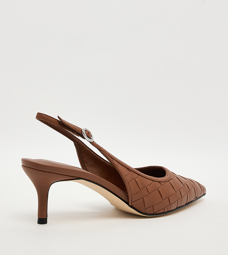 Braided Pointed Toe Slingback Pumps