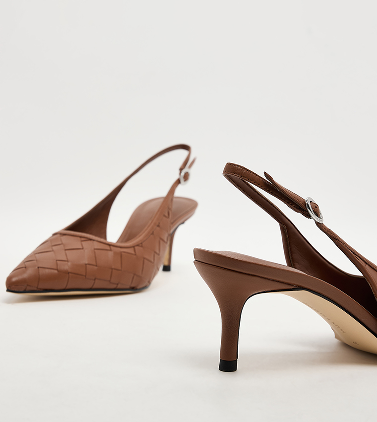 Braided Pointed Toe Slingback Pumps