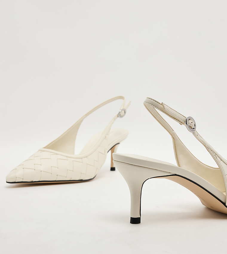 Braided Pointed Toe Slingback Pumps