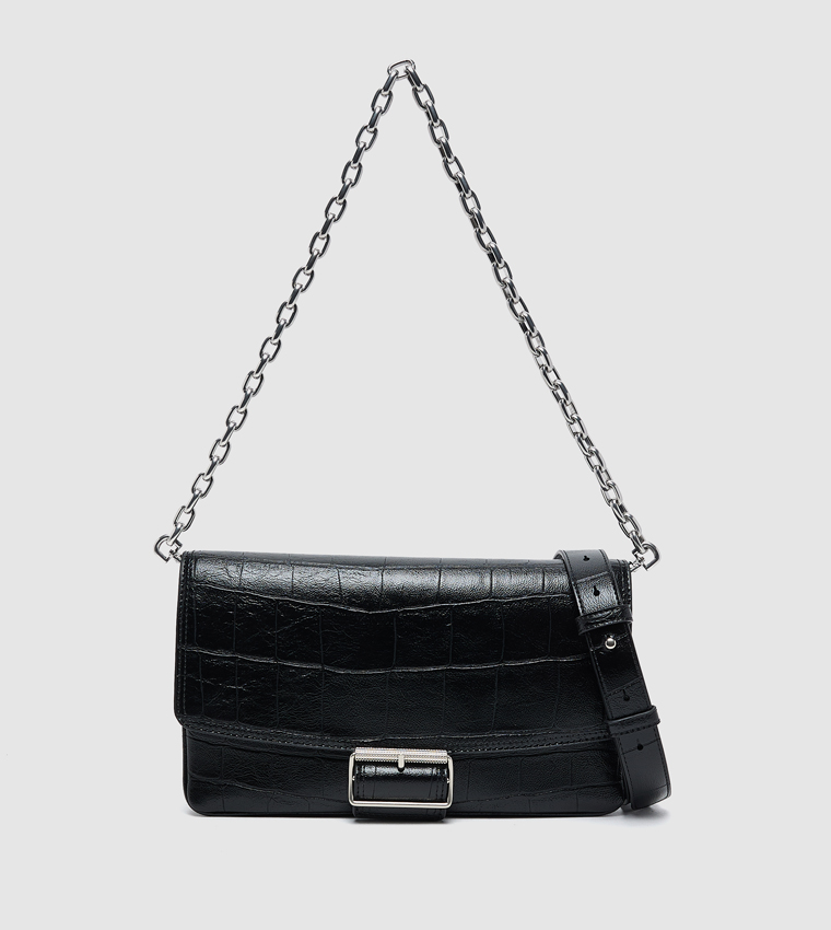 LIV Croc Textured Shoulder Bag