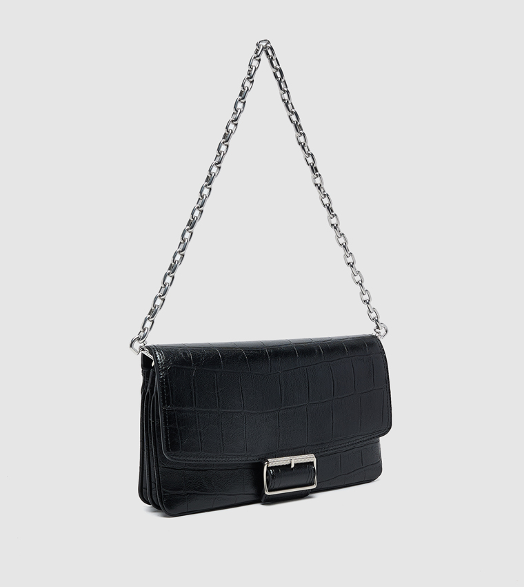 LIV Croc Textured Shoulder Bag