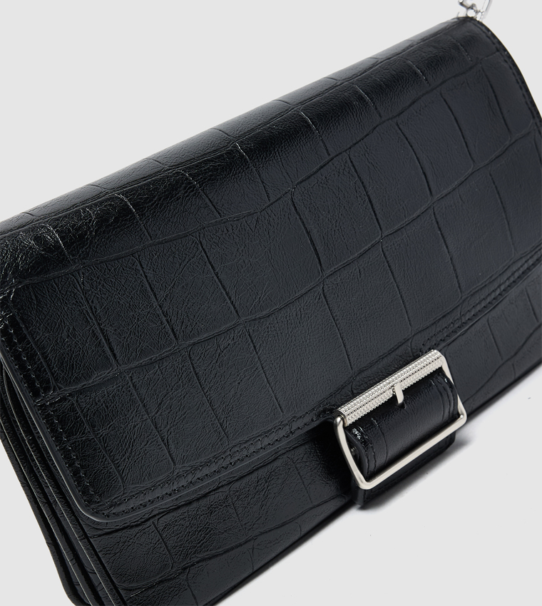 LIV Croc Textured Shoulder Bag