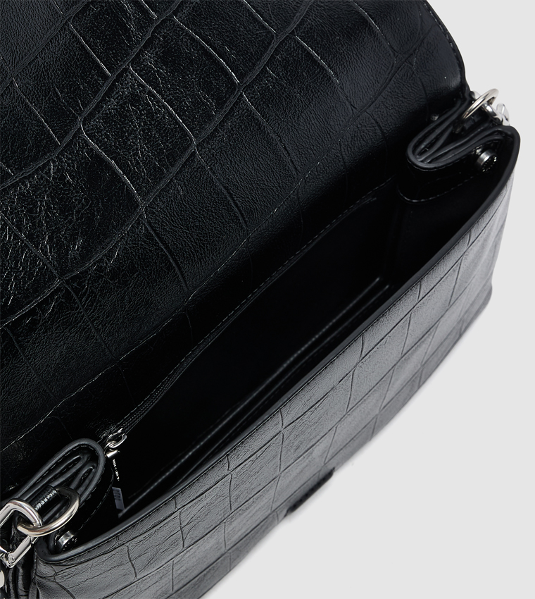LIV Croc Textured Shoulder Bag