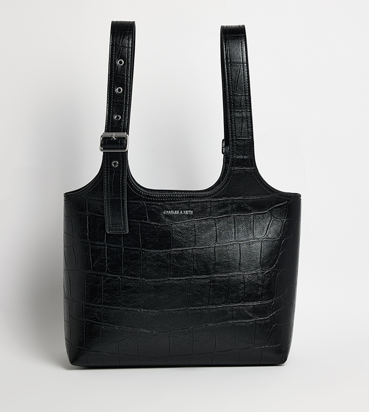 Textured Shoulder Bag with Pouch