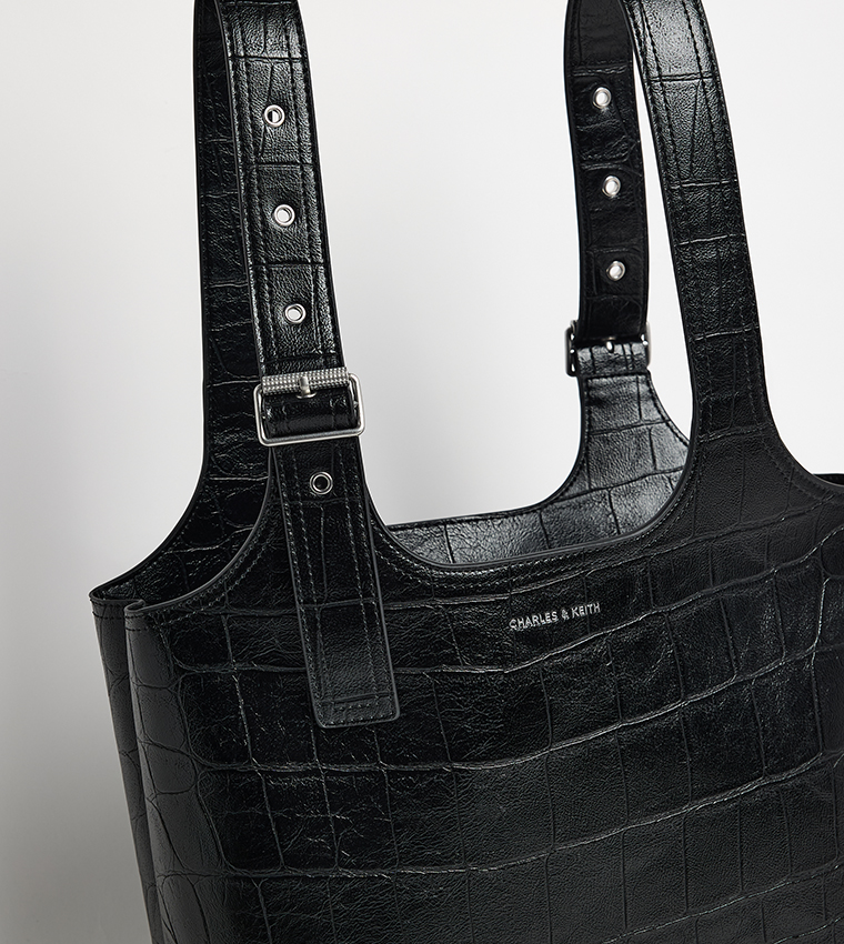 Textured Shoulder Bag with Pouch