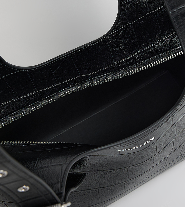 Textured Shoulder Bag with Pouch