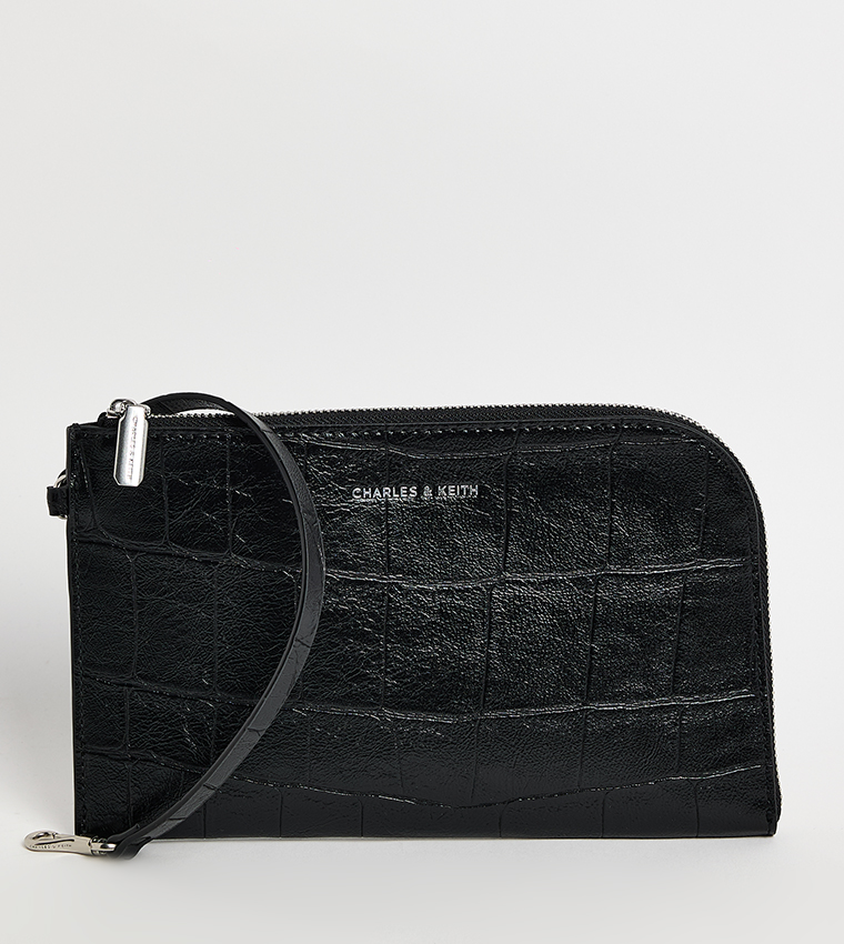 Textured Shoulder Bag with Pouch