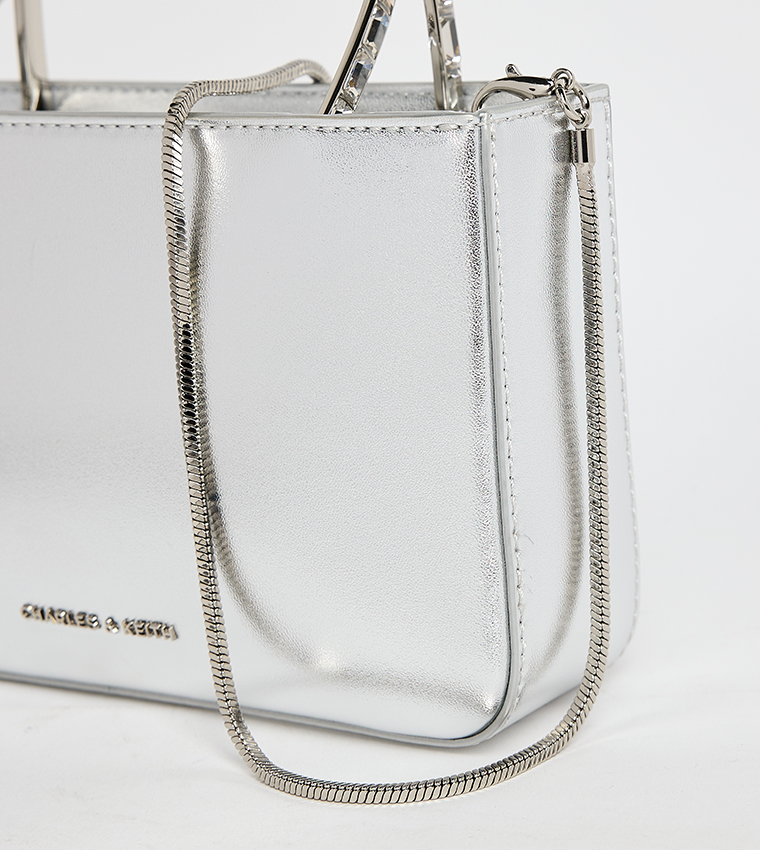 Satin Crystal-Embellished Handheld Bag