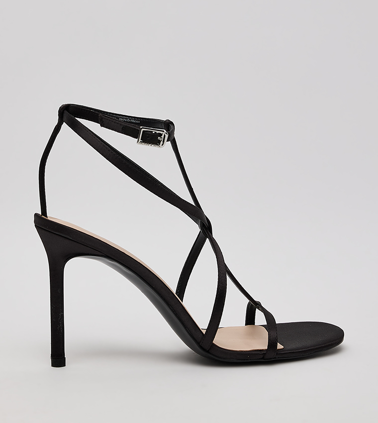 Satin Strappy Stiletto Heel Sandals