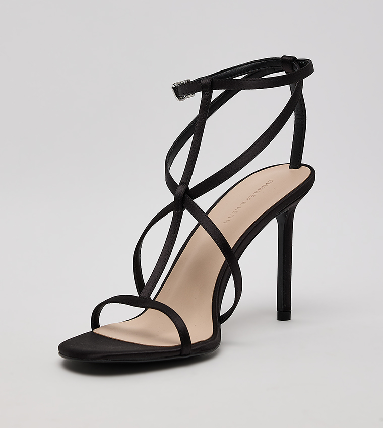 Satin Strappy Stiletto Heel Sandals