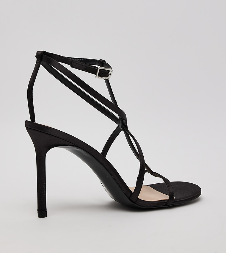 Satin Strappy Stiletto Heel Sandals