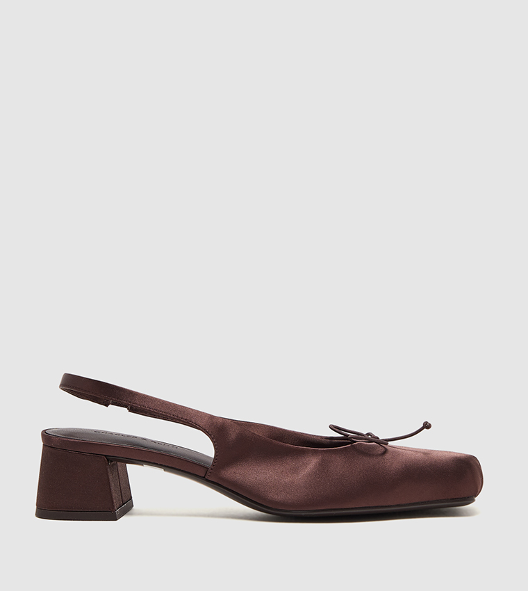 Satin Bow Detail Slingback Pumps