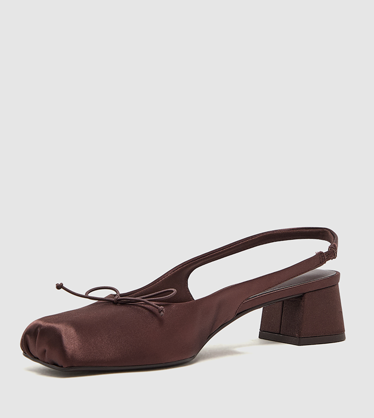 Satin Bow Detail Slingback Pumps