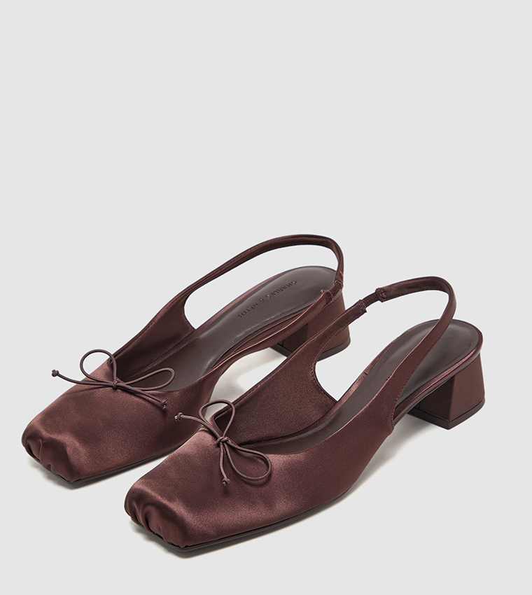 Satin Bow Detail Slingback Pumps