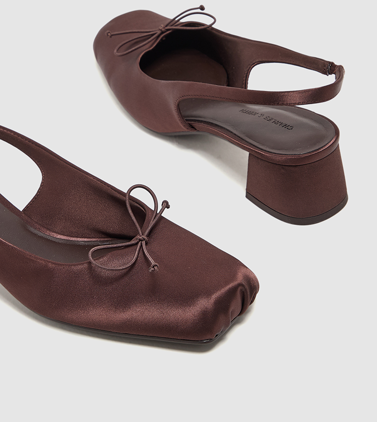 Satin Bow Detail Slingback Pumps