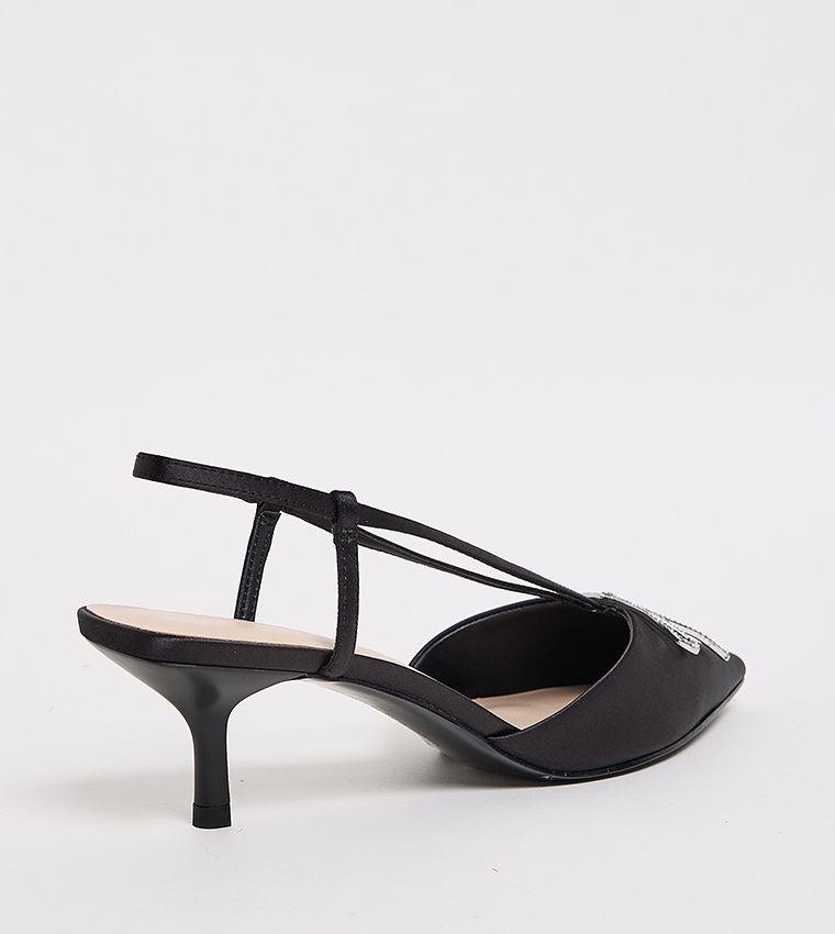 Bow Detail Kitten Heel Slingback Pumps