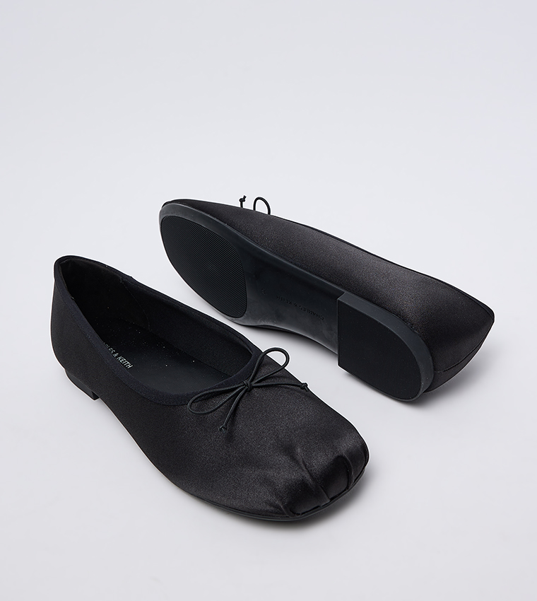 Satin Bow Detail Ballerinas