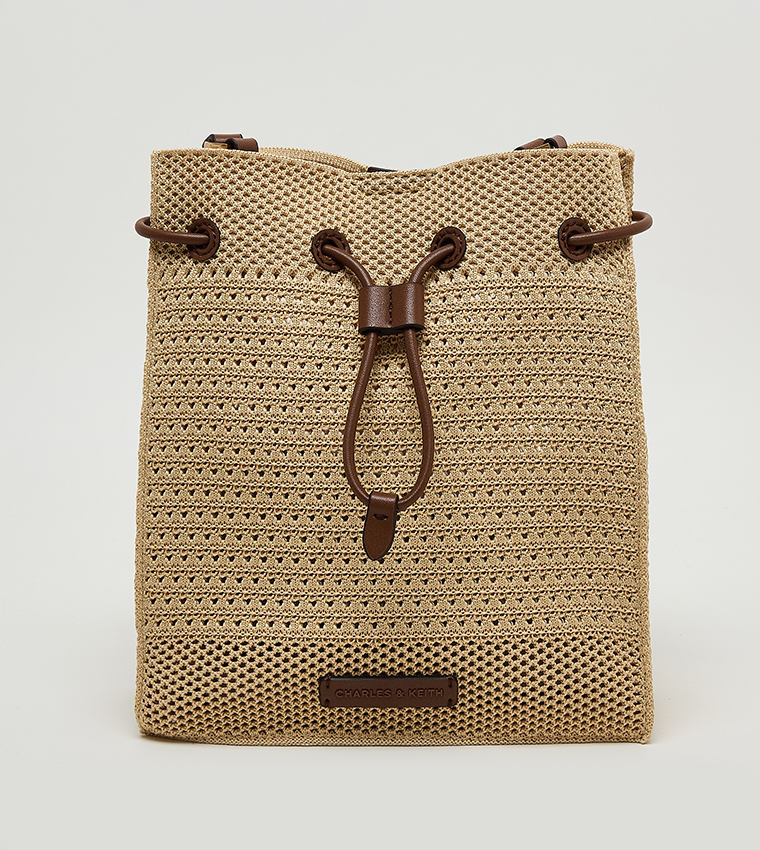 IDA Raffia Bucket Bag with Pouch