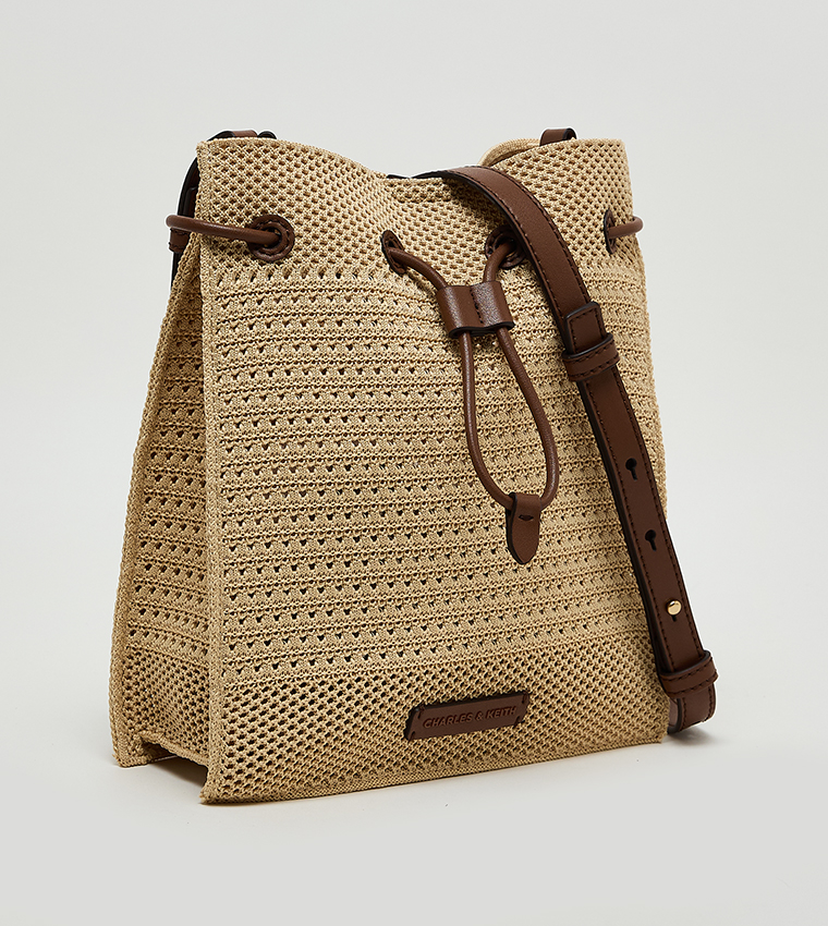 IDA Raffia Bucket Bag with Pouch