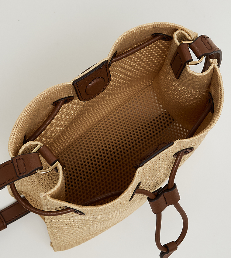 IDA Raffia Bucket Bag with Pouch