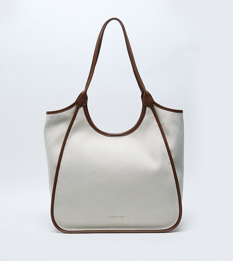 SIANNA Canvas Contrast-Trim Shoulder Bag