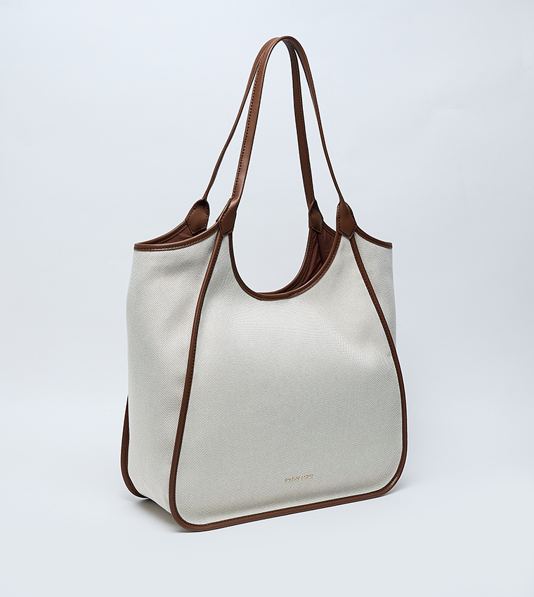 SIANNA Canvas Contrast-Trim Shoulder Bag