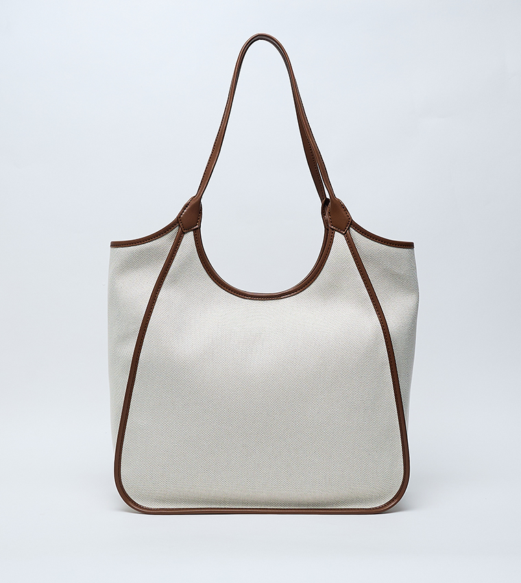SIANNA Canvas Contrast-Trim Shoulder Bag