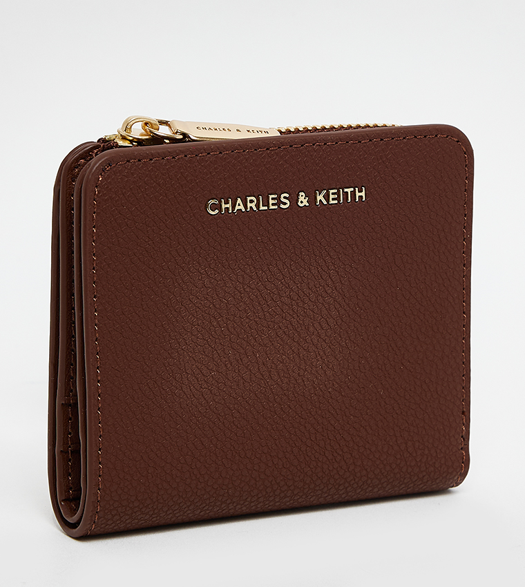 Buy Charles Keith KEELY Textured Mini Bi Fold Wallet In Brown