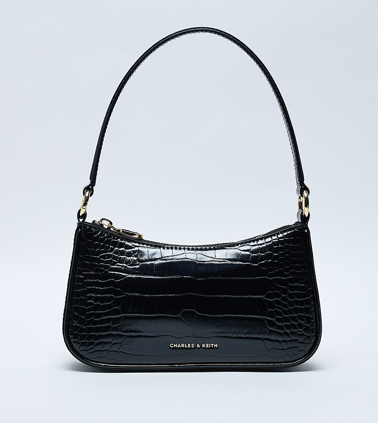 ELSPETH Croc-Effect Chain-Link Shoulder Bag
