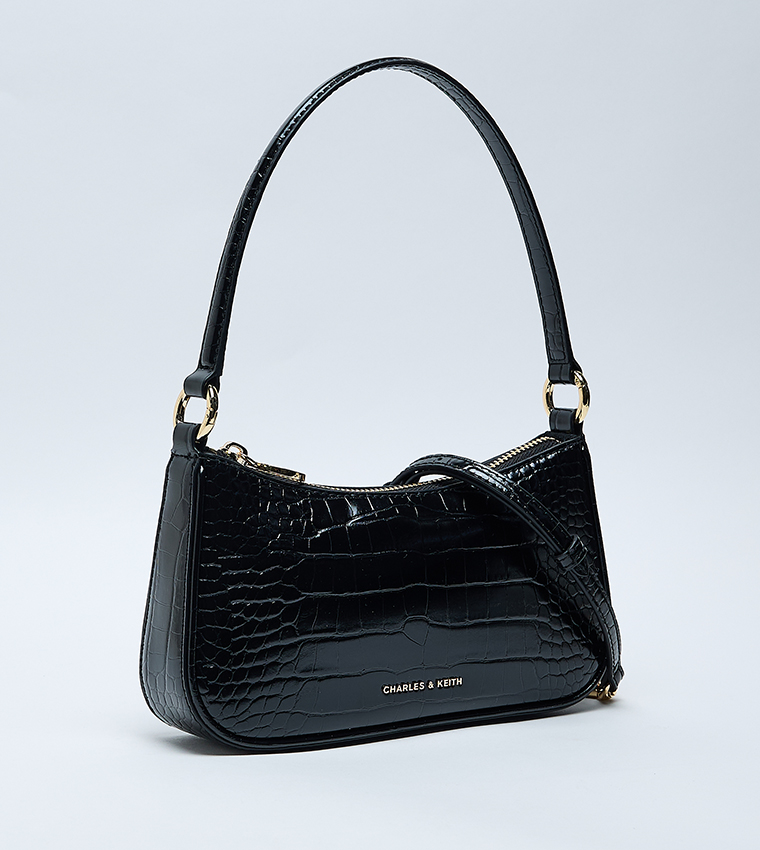 ELSPETH Croc-Effect Chain-Link Shoulder Bag