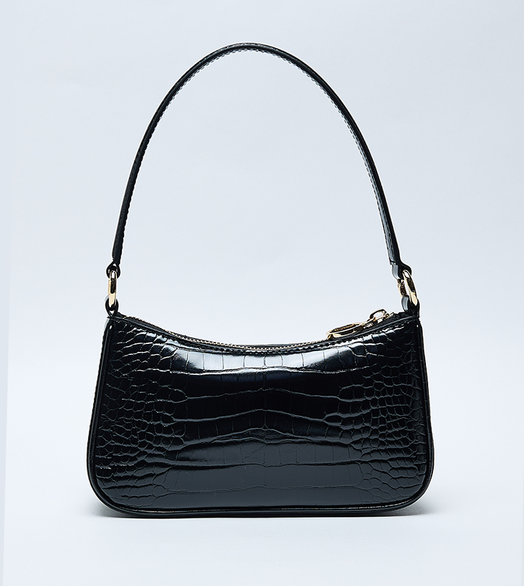 ELSPETH Croc-Effect Chain-Link Shoulder Bag