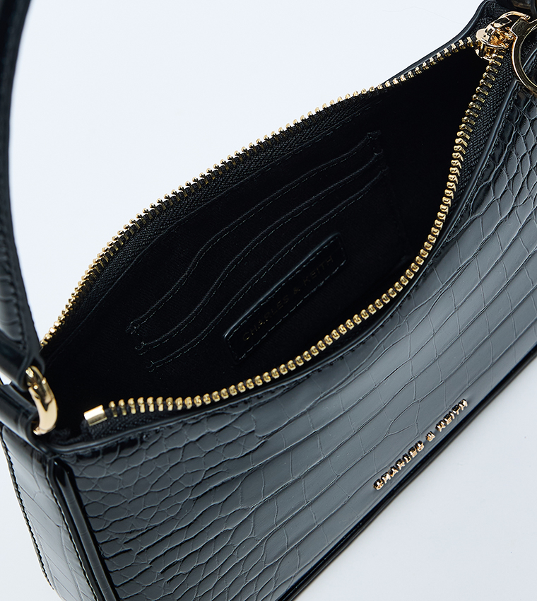 ELSPETH Croc-Effect Chain-Link Shoulder Bag