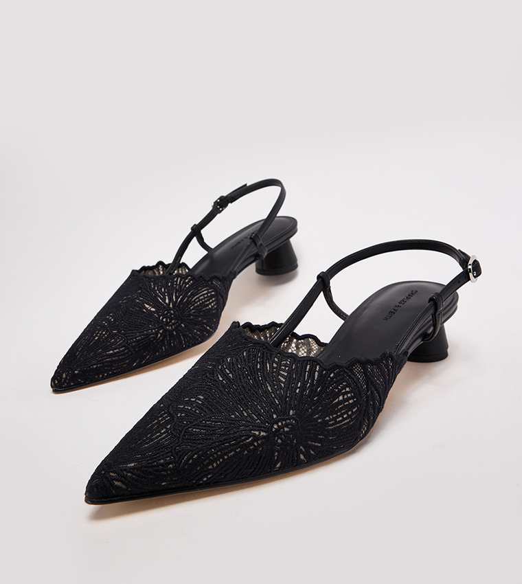 Meja Floral Pointed Toe Slingback Pumps