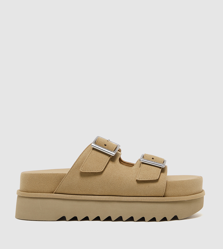 Buckled Double Strap Platform Sandals