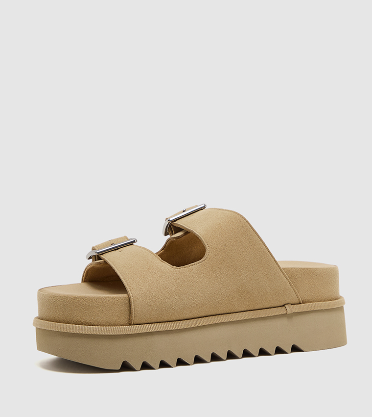 Buckled Double Strap Platform Sandals