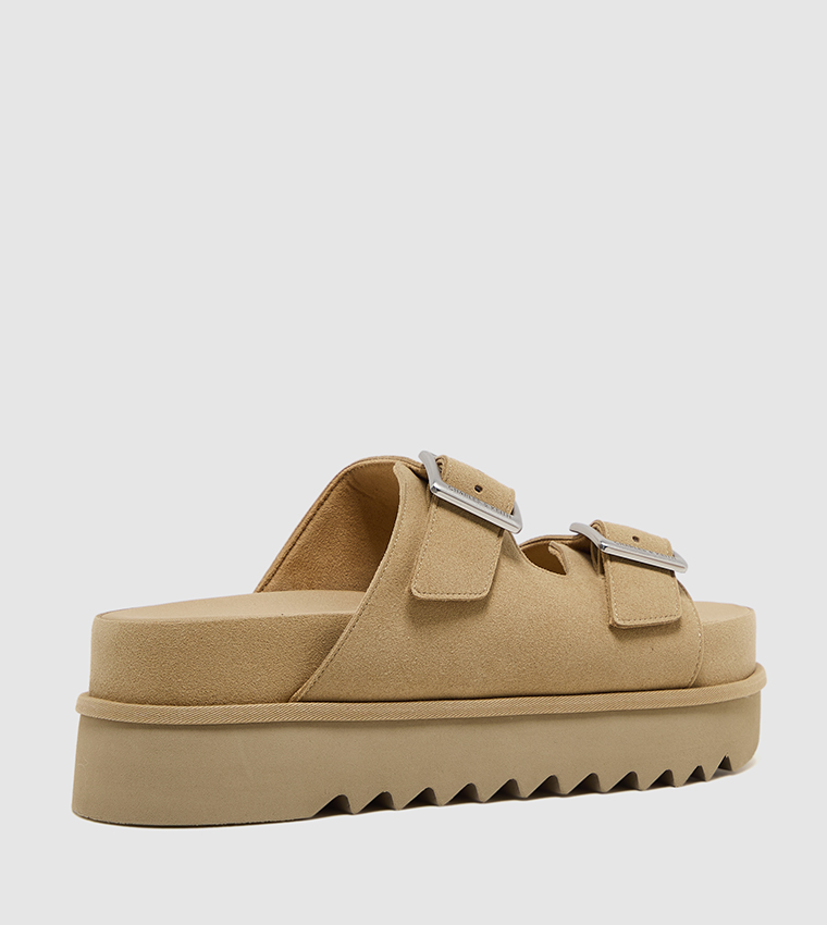 Buckled Double Strap Platform Sandals