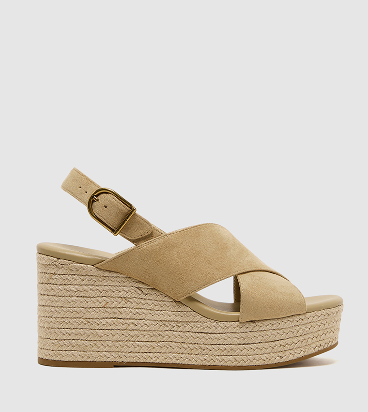 Faux Suede Slingback Espadrille Wedges