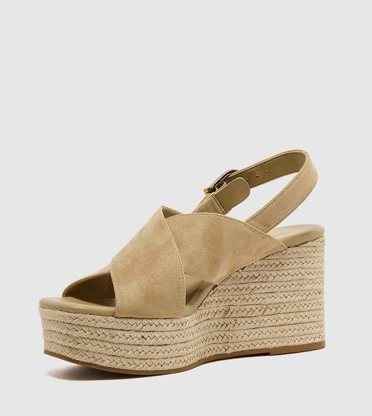 Faux Suede Slingback Espadrille Wedges